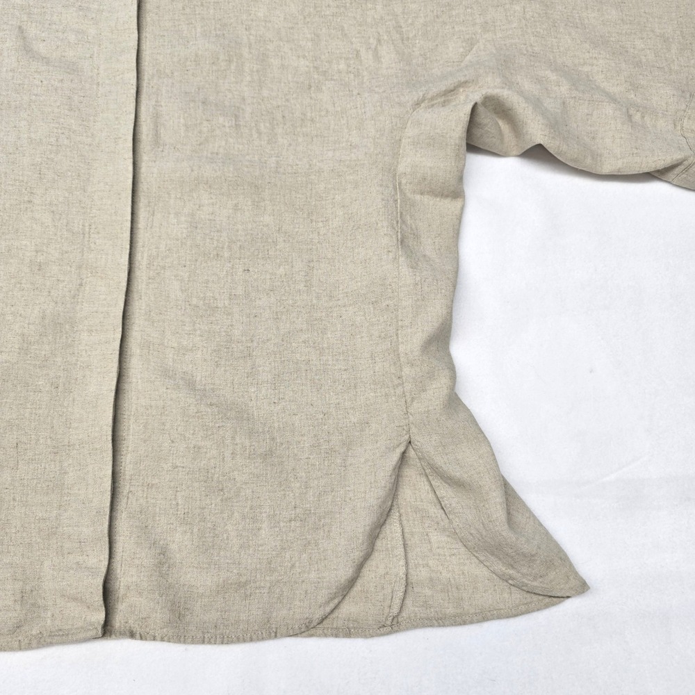 ZARA Linen Blend Short Sleeve Button Up Shirt Beige Cream Womens Small L Utility - Picture 7 of 15